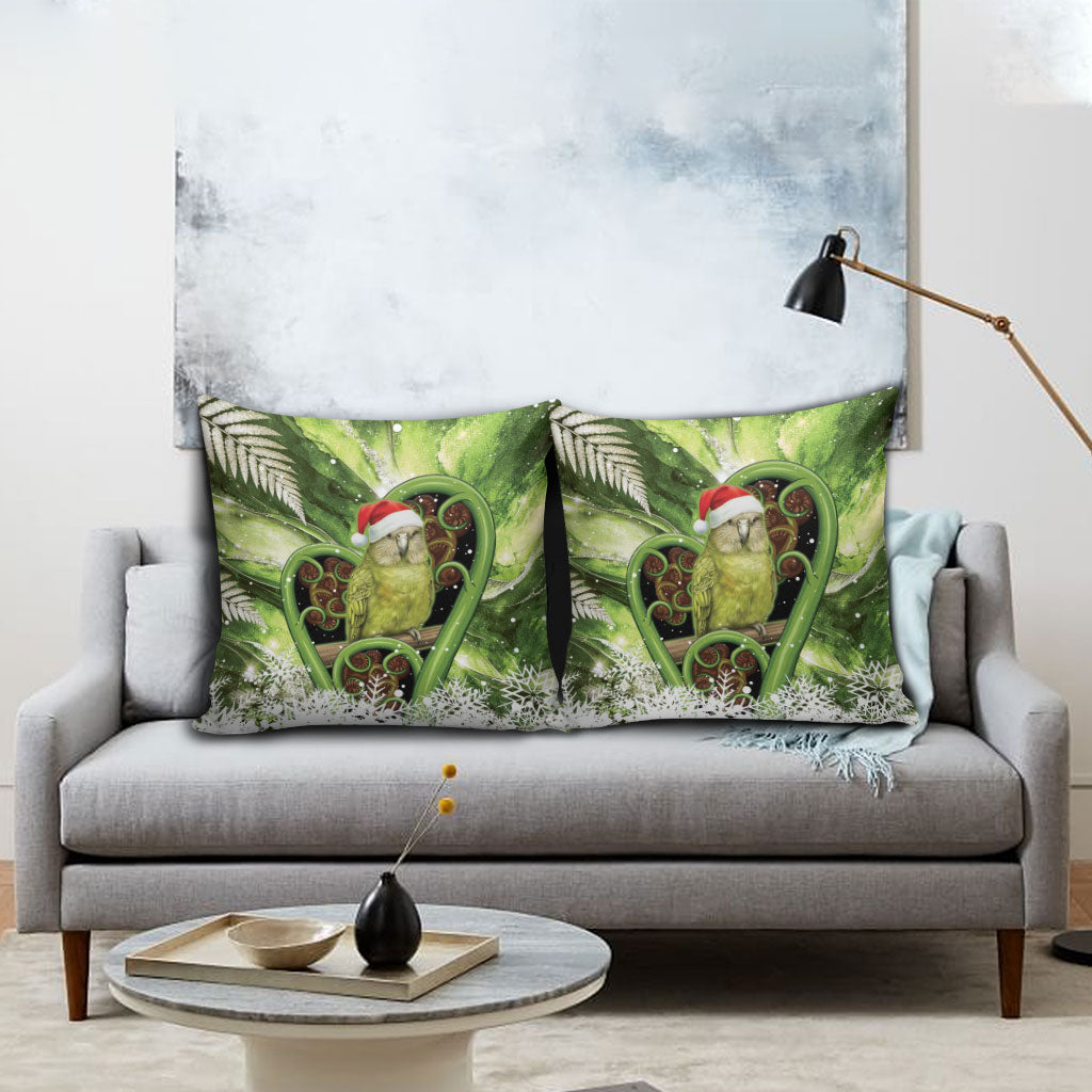 Kakapo New Zealand Christmas In July Pillow Cover NZ Aroha Koru Fern Marble Vibes LT14 - Polynesian Pride