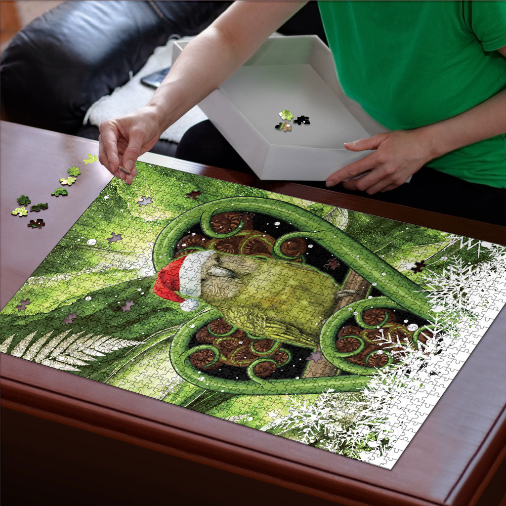 Kakapo New Zealand Christmas In July Puzzle NZ Aroha Koru Fern Marble Vibes LT14 - Polynesian Pride