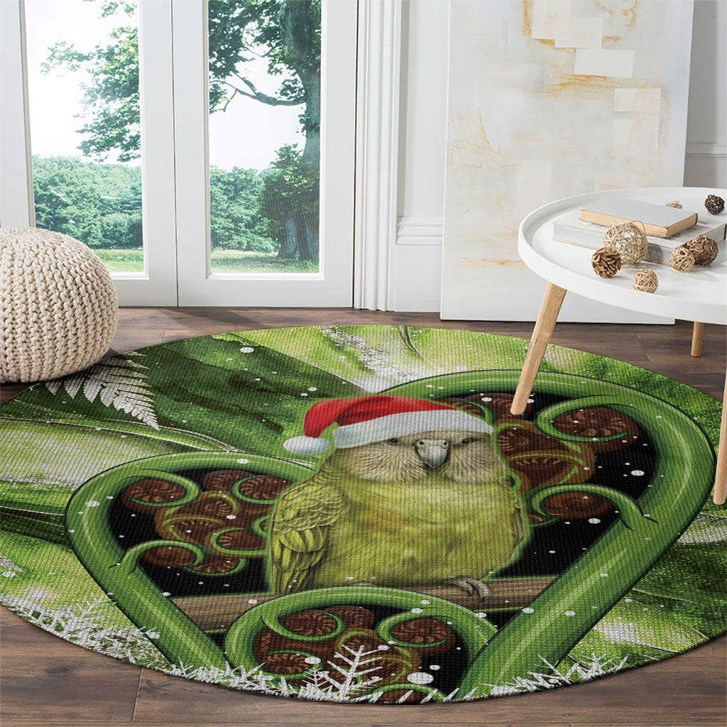 Kakapo New Zealand Christmas In July Round Carpet NZ Aroha Koru Fern Marble Vibes LT14 - Polynesian Pride