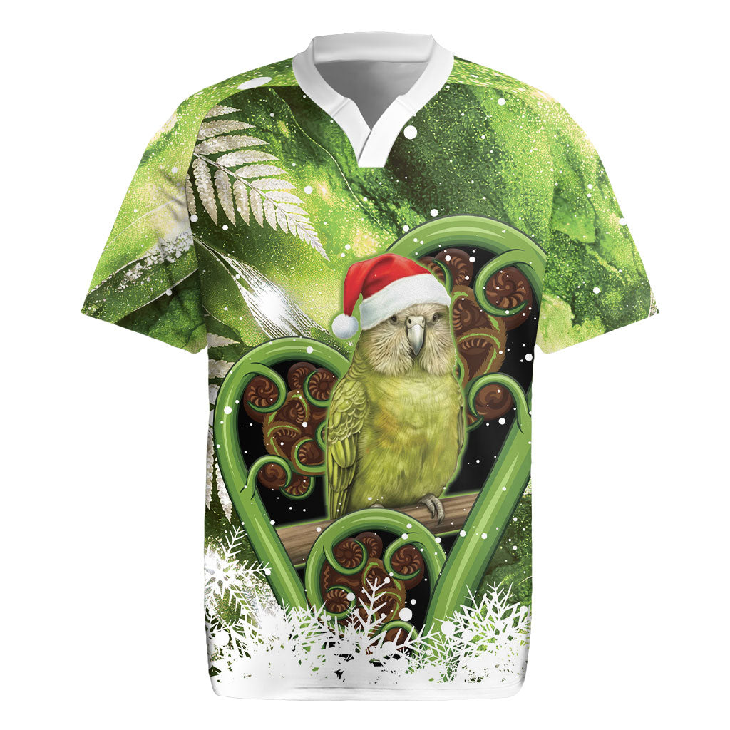 Kakapo New Zealand Christmas In July Rugby Jersey NZ Aroha Koru Fern Marble Vibes LT14 Green - Polynesian Pride