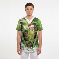 Kakapo New Zealand Christmas In July Scrub Top NZ Aroha Koru Fern Marble Vibes LT14 - Polynesian Pride