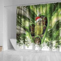 Kakapo New Zealand Christmas In July Shower Curtain NZ Aroha Koru Fern Marble Vibes LT14 - Polynesian Pride