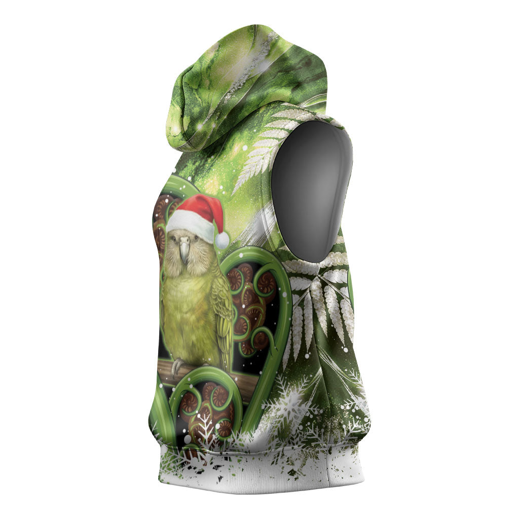 Kakapo New Zealand Christmas In July Sleeveless Hoodie NZ Aroha Koru Fern Marble Vibes LT14 - Polynesian Pride