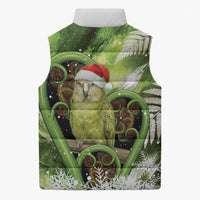 Kakapo New Zealand Christmas In July Sleeveless Puffer Jacket NZ Aroha Koru Fern Marble Vibes LT14 - Polynesian Pride
