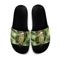 Kakapo New Zealand Christmas In July Slide Sandals NZ Aroha Koru Fern Marble Vibes LT14 Green - Polynesian Pride