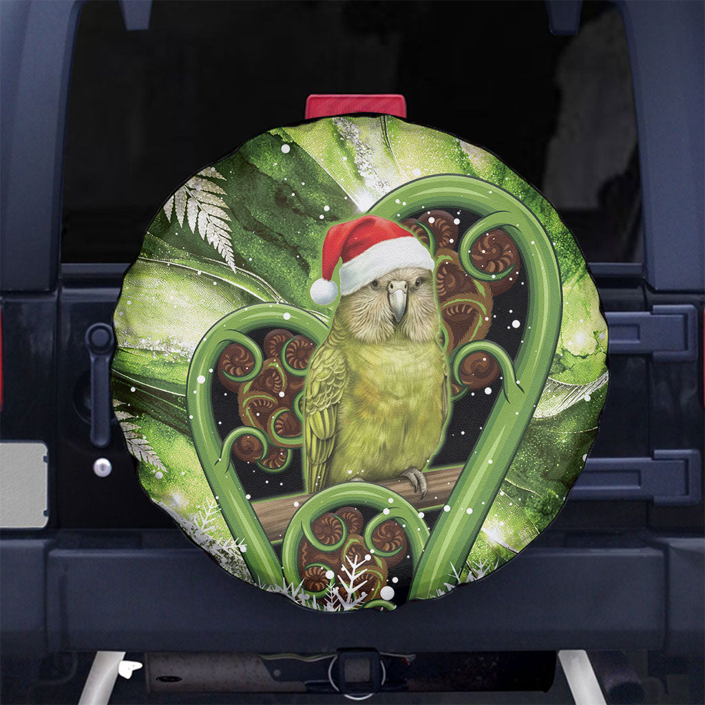 Kakapo New Zealand Christmas In July Spare Tire Cover NZ Aroha Koru Fern Marble Vibes LT14 No hole Green - Polynesian Pride