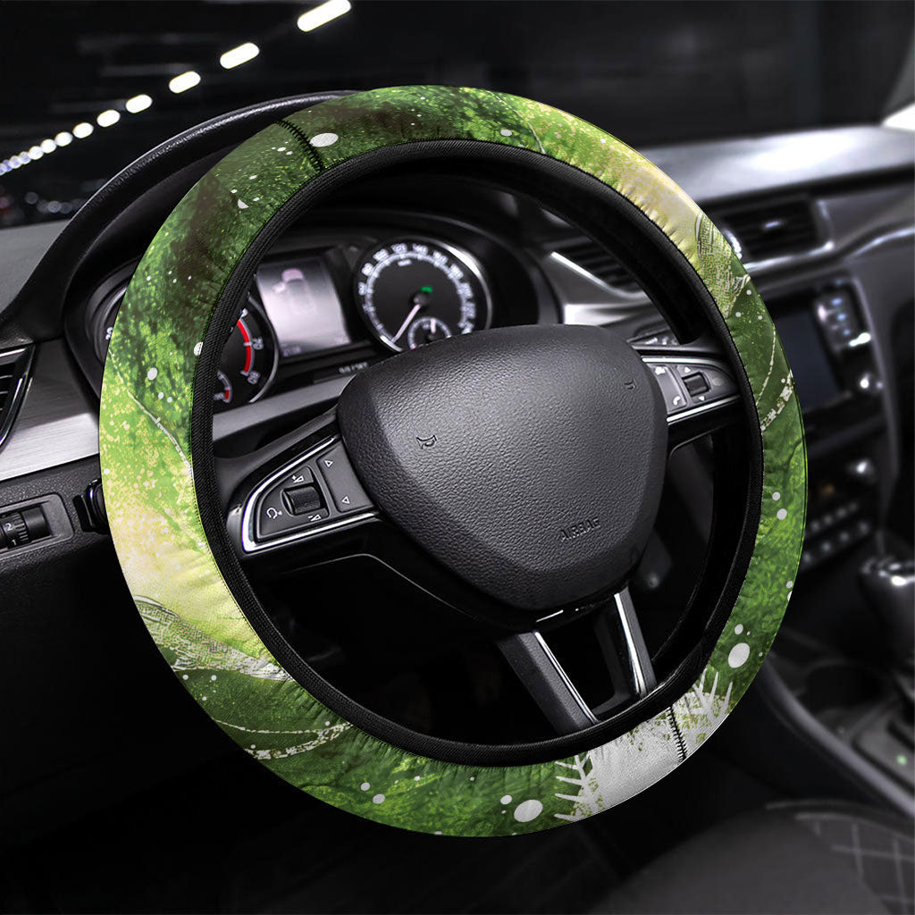 Kakapo New Zealand Christmas In July Steering Wheel Cover NZ Aroha Koru Fern Marble Vibes LT14 Universal Fit Green - Polynesian Pride