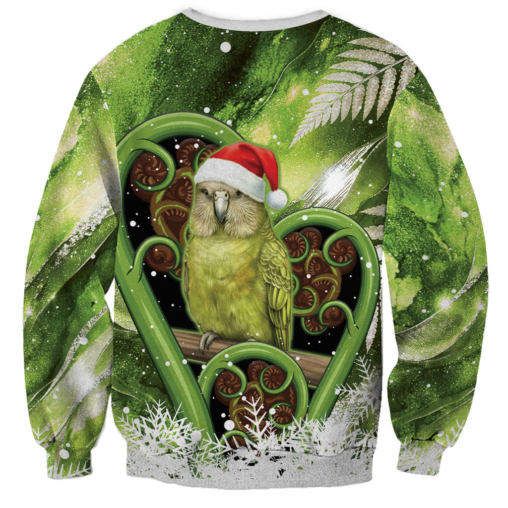Kakapo New Zealand Christmas In July Sweatshirt NZ Aroha Koru Fern Marble Vibes LT14 - Polynesian Pride
