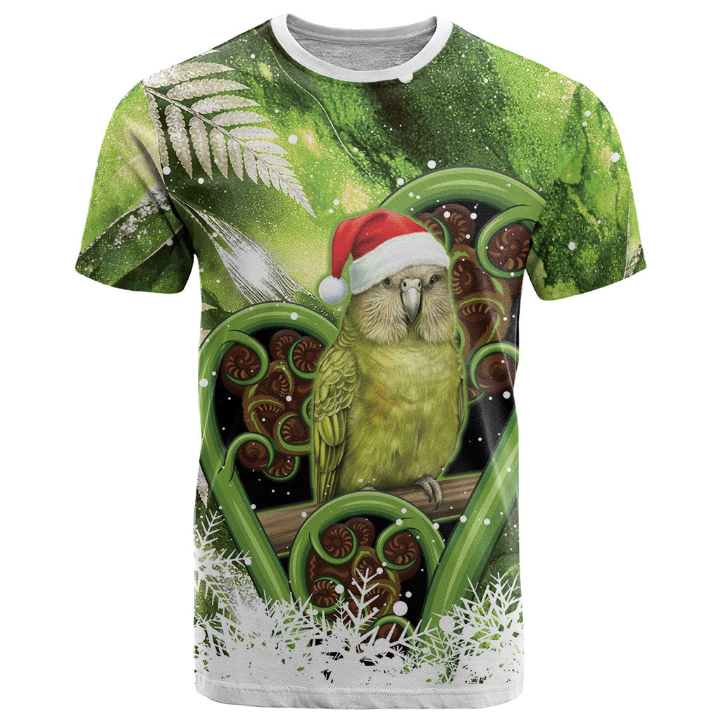 Kakapo New Zealand Christmas In July T Shirt NZ Aroha Koru Fern Marble Vibes LT14 Green - Polynesian Pride