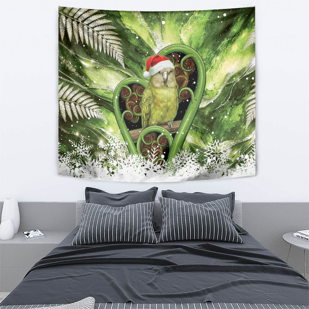 Kakapo New Zealand Christmas In July Tapestry NZ Aroha Koru Fern Marble Vibes LT14 - Polynesian Pride