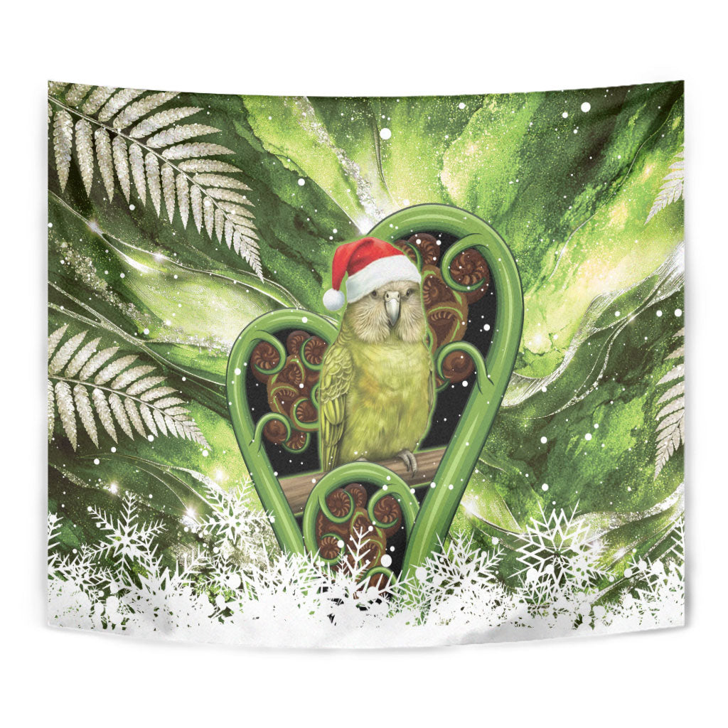 Kakapo New Zealand Christmas In July Tapestry NZ Aroha Koru Fern Marble Vibes LT14 - Polynesian Pride