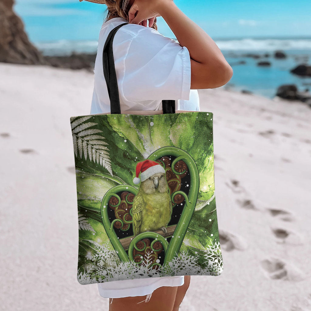Kakapo New Zealand Christmas In July Tote Bag NZ Aroha Koru Fern Marble Vibes LT14 - Polynesian Pride