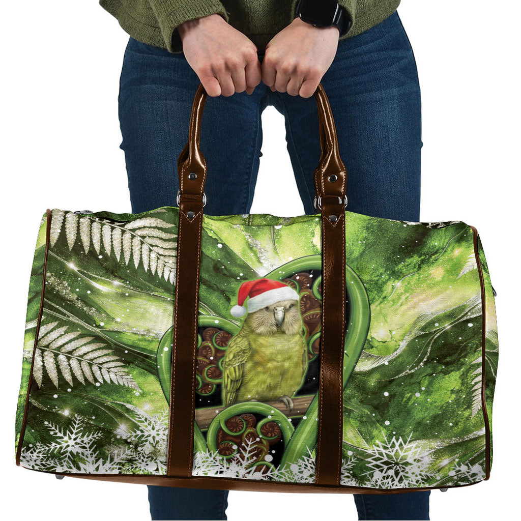 Kakapo New Zealand Christmas In July Travel Bag NZ Aroha Koru Fern Marble Vibes LT14 Green - Polynesian Pride