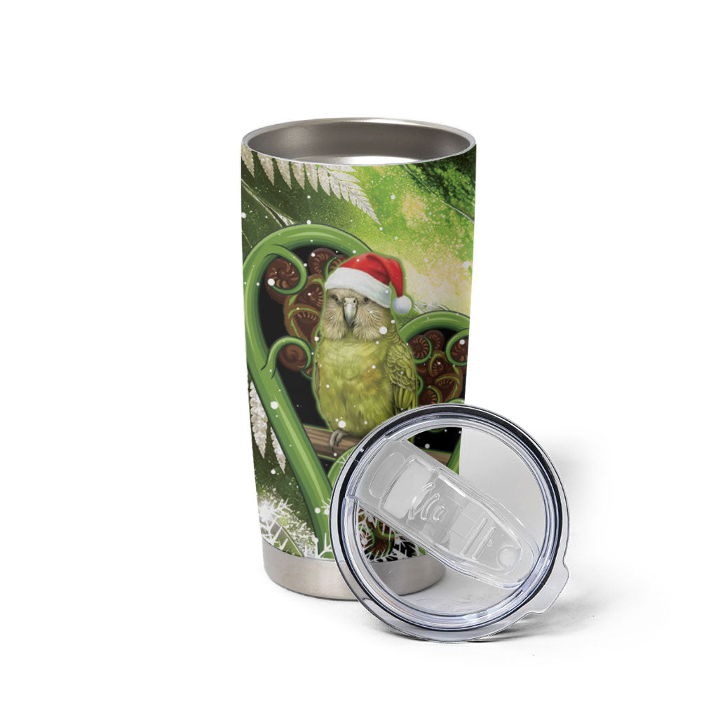 Kakapo New Zealand Christmas In July Tumbler Cup NZ Aroha Koru Fern Marble Vibes LT14 - Polynesian Pride