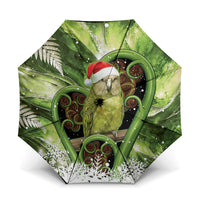 Kakapo New Zealand Christmas In July Umbrella NZ Aroha Koru Fern Marble Vibes LT14 One Size Folded 11.42 inch Opened Diameter 37.4 inch Green - Polynesian Pride