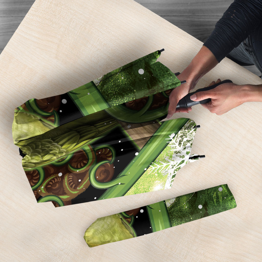 Kakapo New Zealand Christmas In July Umbrella NZ Aroha Koru Fern Marble Vibes LT14 - Polynesian Pride
