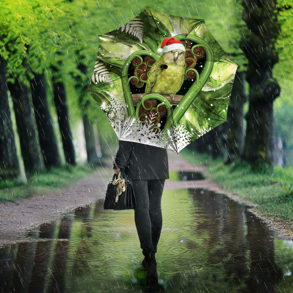 Kakapo New Zealand Christmas In July Umbrella NZ Aroha Koru Fern Marble Vibes LT14 - Polynesian Pride
