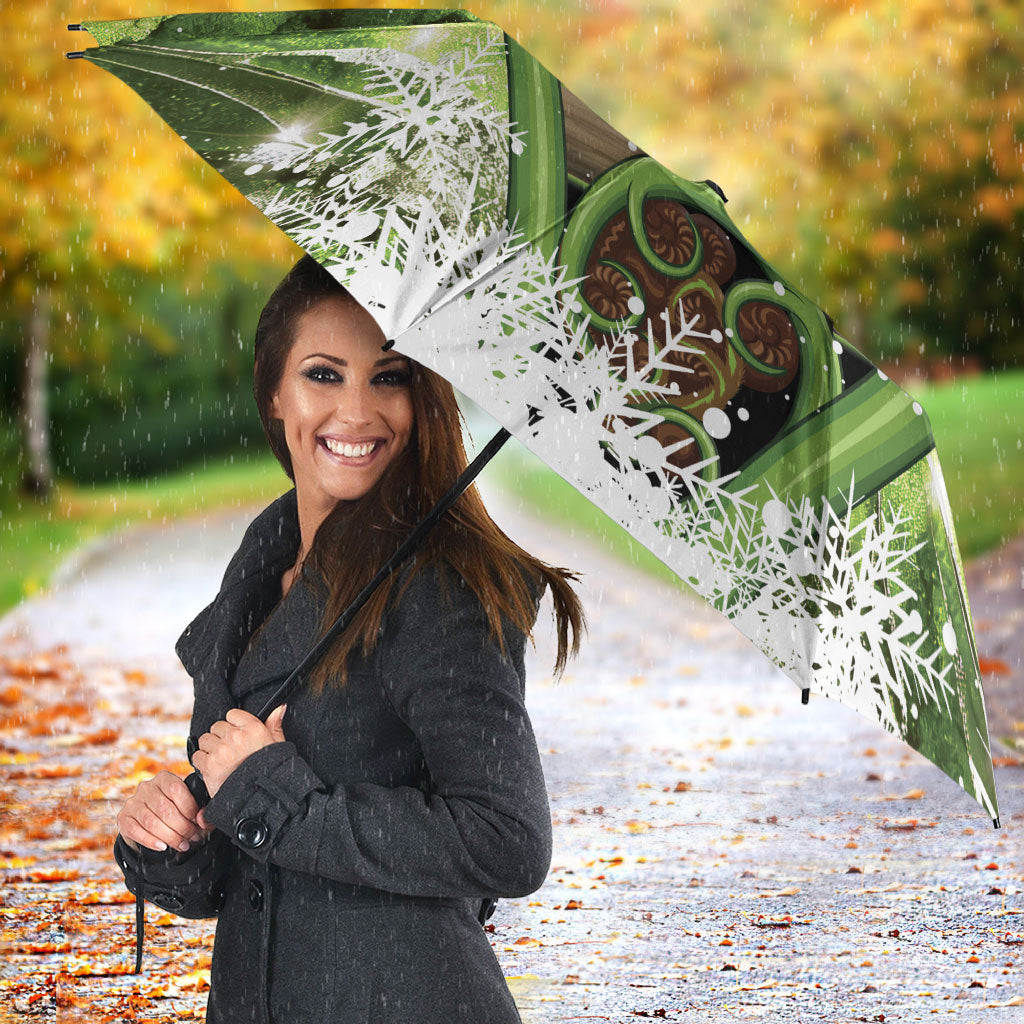 Kakapo New Zealand Christmas In July Umbrella NZ Aroha Koru Fern Marble Vibes LT14 - Polynesian Pride