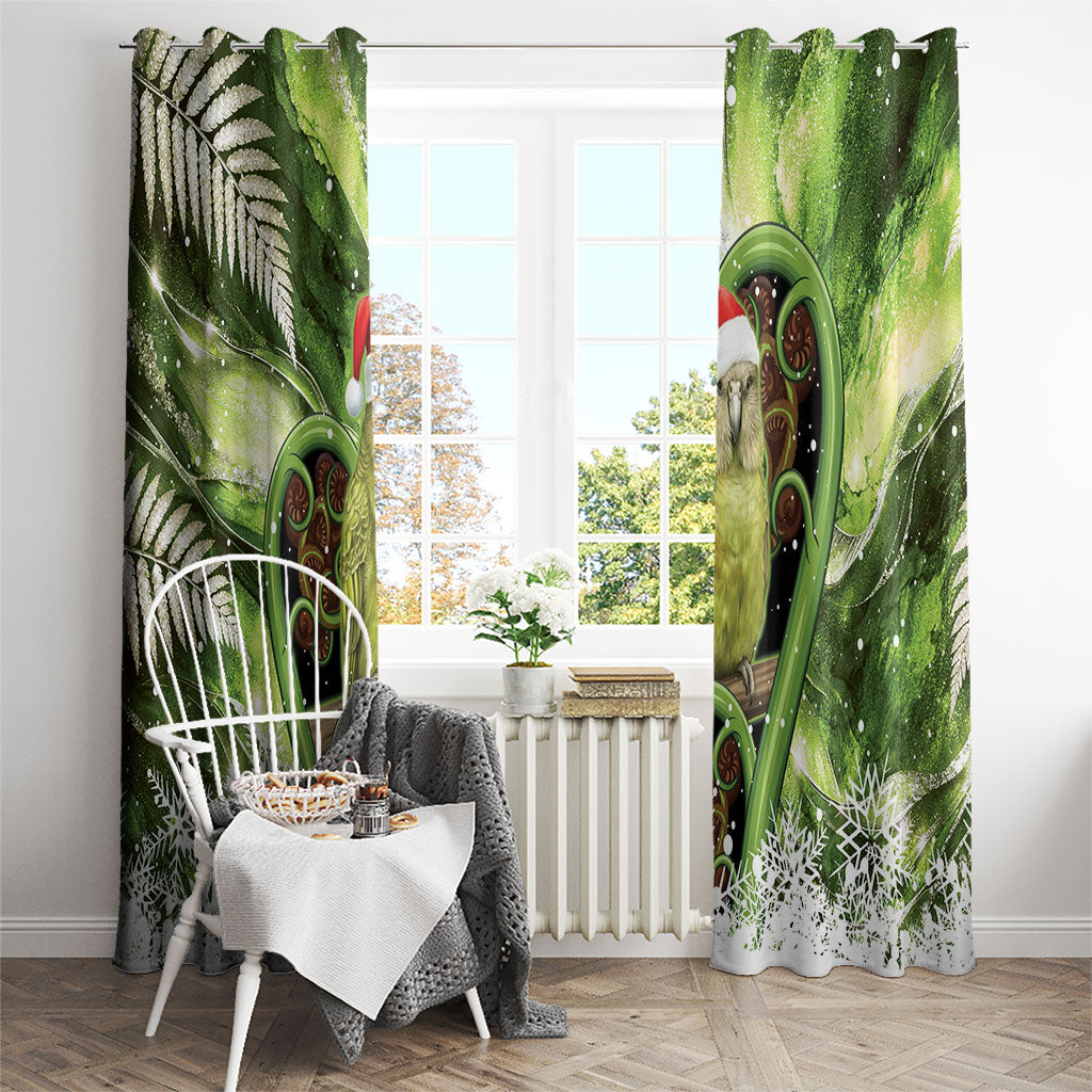 Kakapo New Zealand Christmas In July Window Curtain NZ Aroha Koru Fern Marble Vibes LT14 - Polynesian Pride