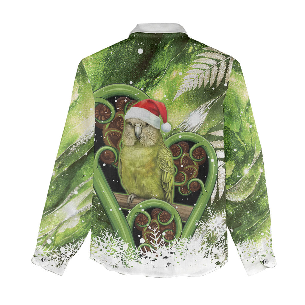 Kakapo New Zealand Christmas In July Women Casual Shirt NZ Aroha Koru Fern Marble Vibes LT14 - Polynesian Pride