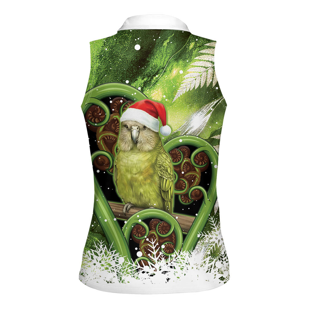 Kakapo New Zealand Christmas In July Women Sleeveless Polo Shirt NZ Aroha Koru Fern Marble Vibes LT14 - Polynesian Pride
