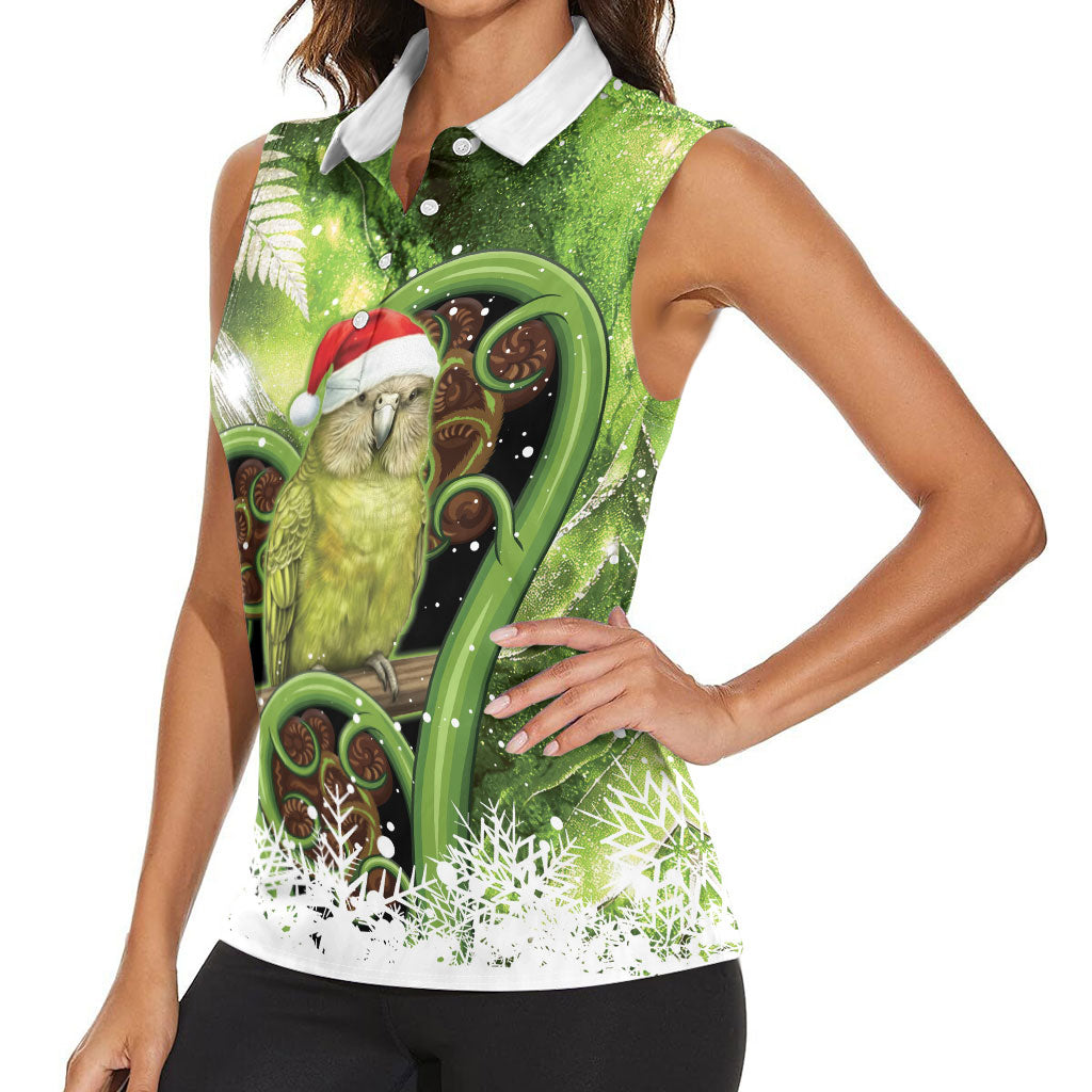 Kakapo New Zealand Christmas In July Women Sleeveless Polo Shirt NZ Aroha Koru Fern Marble Vibes LT14 - Polynesian Pride