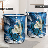 Sulphur-crested Cockatoo New Zealand Christmas In July Laundry Basket NZ Aroha Koru Fern Marble Vibes LT14 - Polynesian Pride