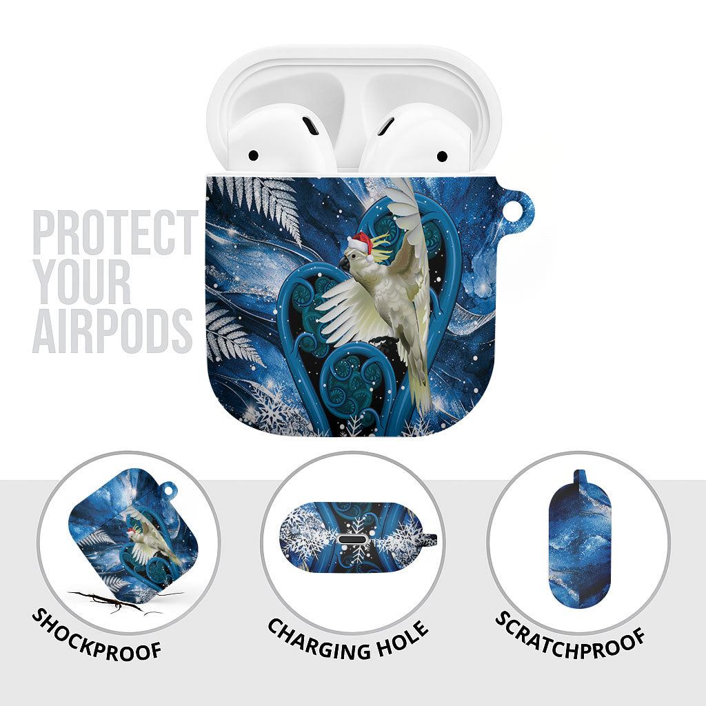 Sulphur-crested Cockatoo New Zealand Christmas In July AirPods Case NZ Aroha Koru Fern Marble Vibes LT14 - Polynesian Pride