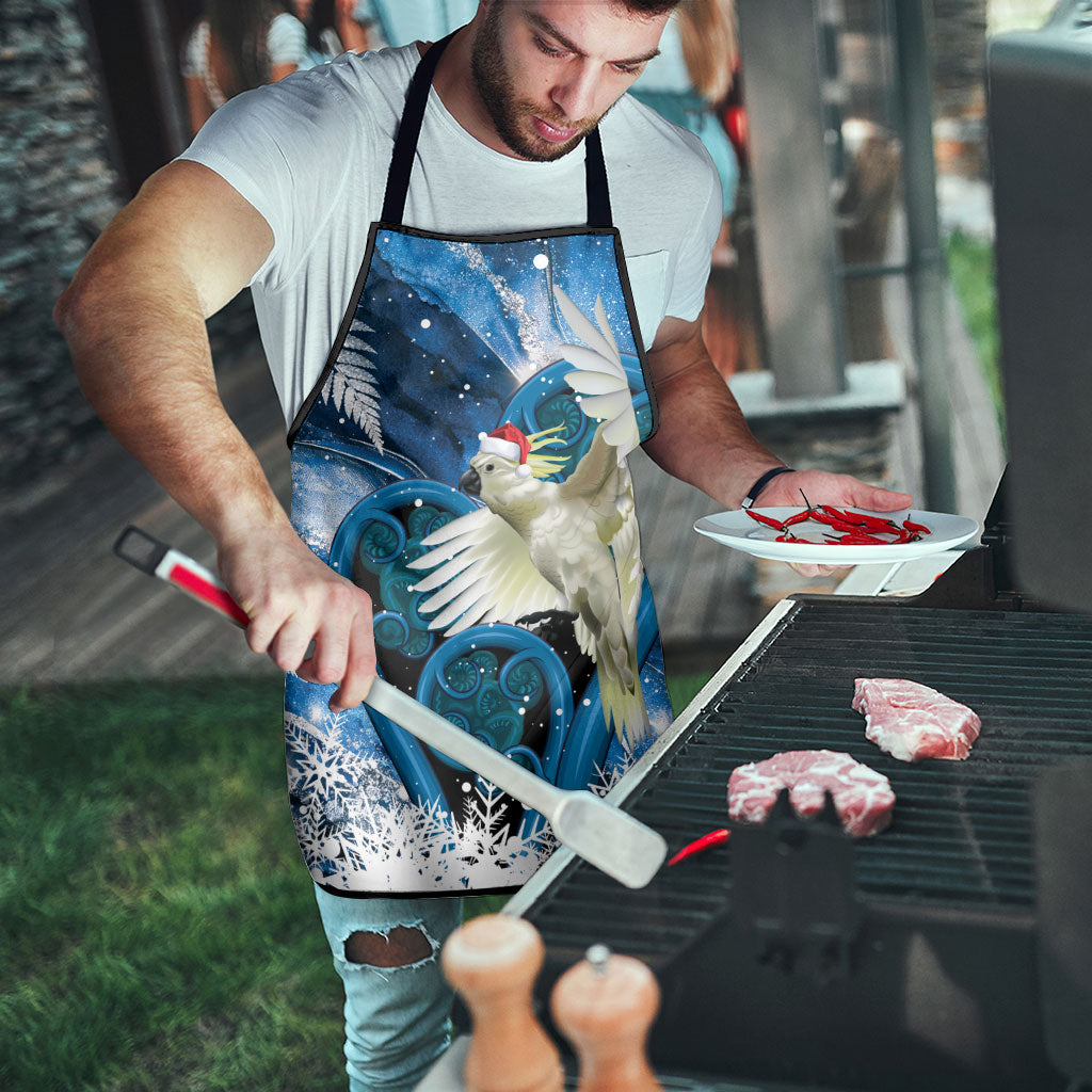 Sulphur-crested Cockatoo New Zealand Christmas In July Apron NZ Aroha Koru Fern Marble Vibes LT14 - Polynesian Pride
