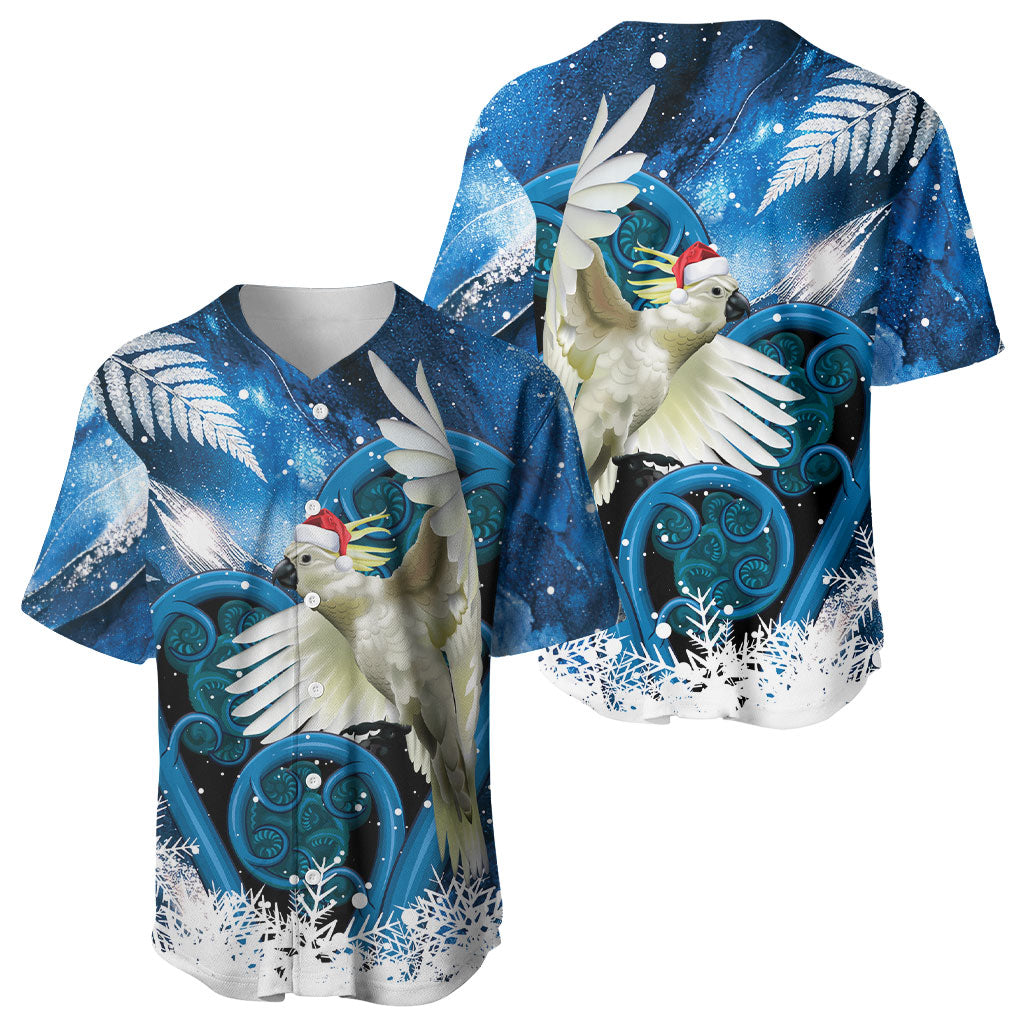 Sulphur-crested Cockatoo New Zealand Christmas In July Baseball Jersey NZ Aroha Koru Fern Marble Vibes LT14 - Polynesian Pride
