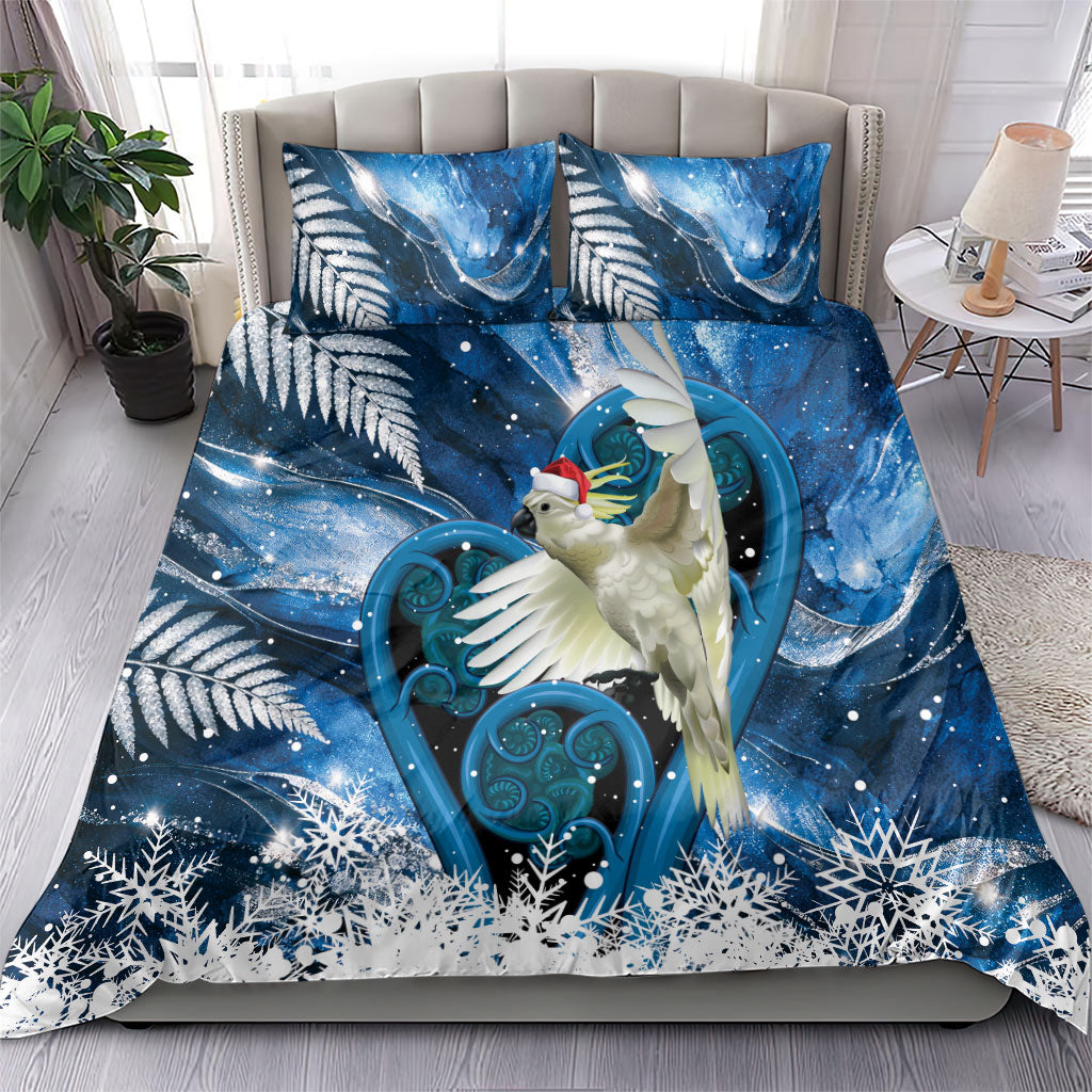 Sulphur-crested Cockatoo New Zealand Christmas In July Bedding Set NZ Aroha Koru Fern Marble Vibes LT14 - Polynesian Pride