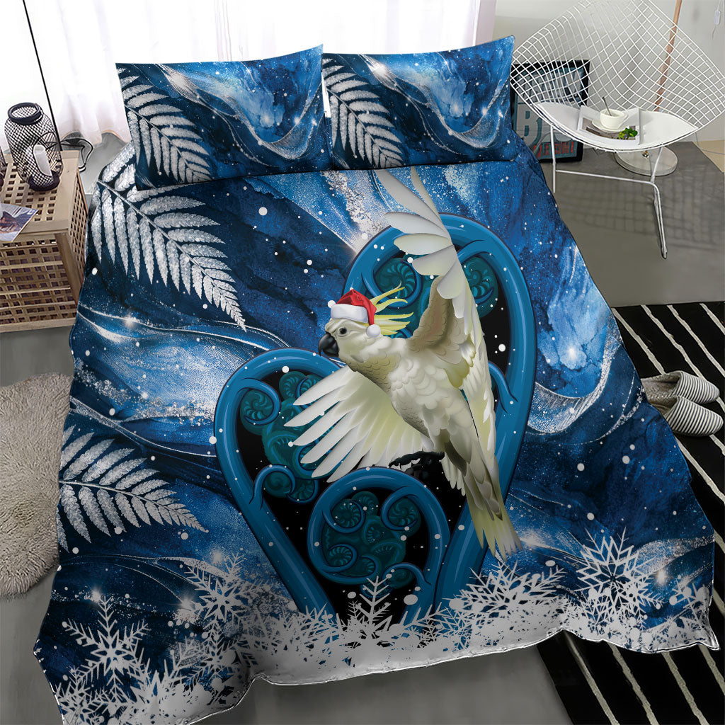 Sulphur-crested Cockatoo New Zealand Christmas In July Bedding Set NZ Aroha Koru Fern Marble Vibes LT14 - Polynesian Pride