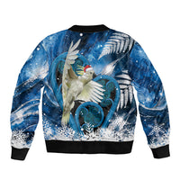 Sulphur-crested Cockatoo New Zealand Christmas In July Bomber Jacket NZ Aroha Koru Fern Marble Vibes LT14 - Polynesian Pride