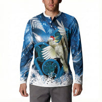 Sulphur-crested Cockatoo New Zealand Christmas In July Button Sweatshirt NZ Aroha Koru Fern Marble Vibes LT14 - Polynesian Pride