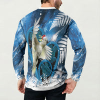 Sulphur-crested Cockatoo New Zealand Christmas In July Button Sweatshirt NZ Aroha Koru Fern Marble Vibes LT14 - Polynesian Pride