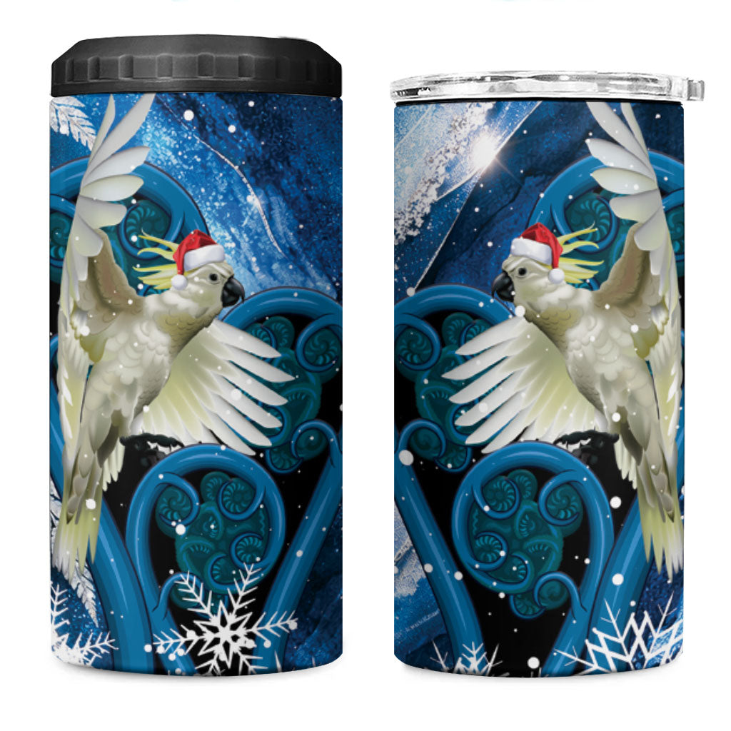 Sulphur-crested Cockatoo New Zealand Christmas In July 4 in 1 Can Cooler Tumbler NZ Aroha Koru Fern Marble Vibes LT14 One Size: 16 oz Blue - Polynesian Pride