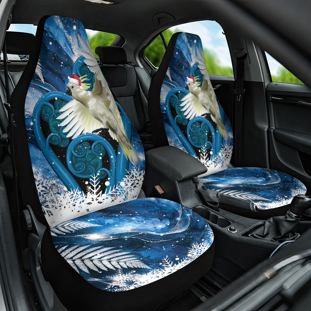 Sulphur-crested Cockatoo New Zealand Christmas In July Car Seat Cover NZ Aroha Koru Fern Marble Vibes LT14 One Size Blue - Polynesian Pride