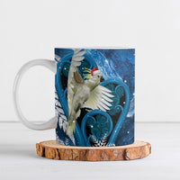 Sulphur-crested Cockatoo New Zealand Christmas In July Ceramic Mug NZ Aroha Koru Fern Marble Vibes LT14 Blue - Polynesian Pride