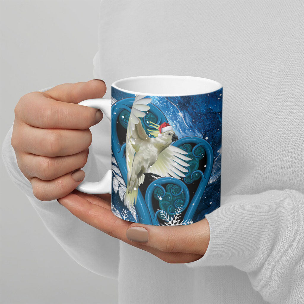 Sulphur-crested Cockatoo New Zealand Christmas In July Ceramic Mug NZ Aroha Koru Fern Marble Vibes LT14 - Polynesian Pride