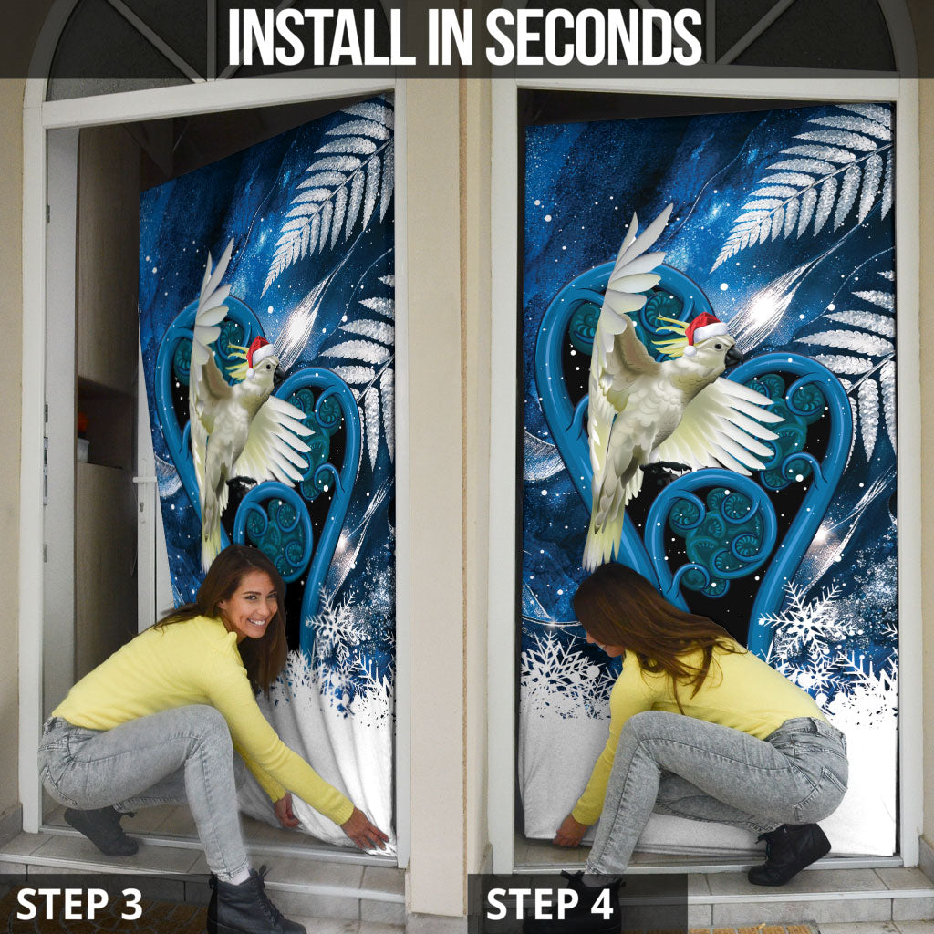 Sulphur-crested Cockatoo New Zealand Christmas In July Door Cover NZ Aroha Koru Fern Marble Vibes LT14 - Polynesian Pride