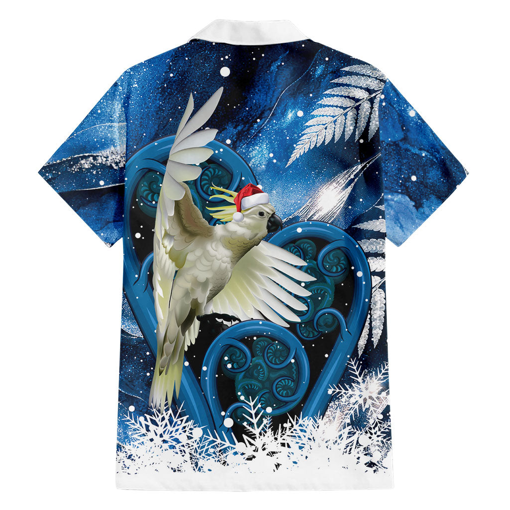 Sulphur-crested Cockatoo New Zealand Christmas In July Family Matching Long Sleeve Bodycon Dress and Hawaiian Shirt NZ Aroha Koru Fern Marble Vibes LT14 - Polynesian Pride
