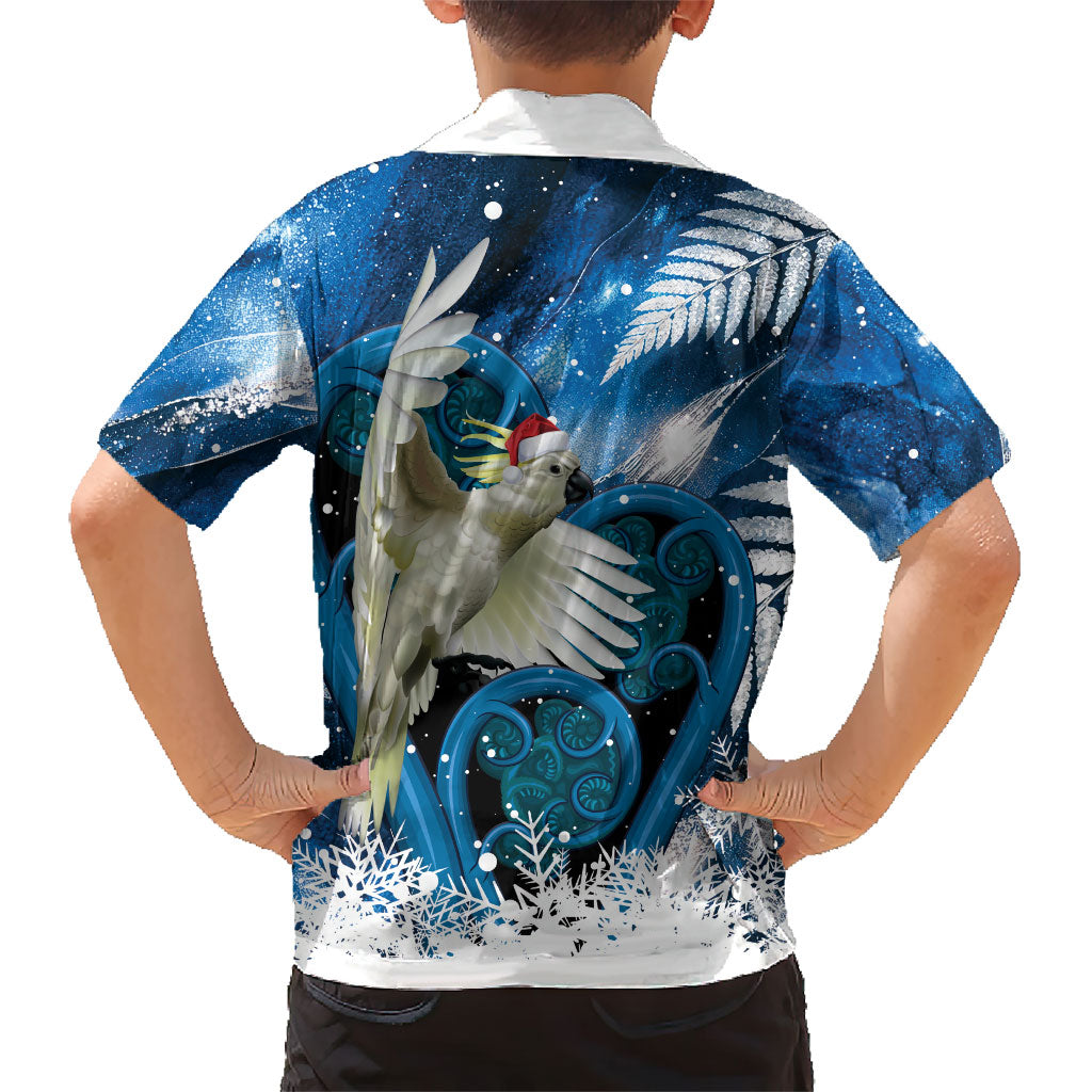 Sulphur-crested Cockatoo New Zealand Christmas In July Family Matching Mermaid Dress and Hawaiian Shirt NZ Aroha Koru Fern Marble Vibes LT14 - Polynesian Pride