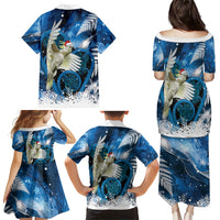 Sulphur-crested Cockatoo New Zealand Christmas In July Family Matching Puletasi and Hawaiian Shirt NZ Aroha Koru Fern Marble Vibes LT14 - Polynesian Pride