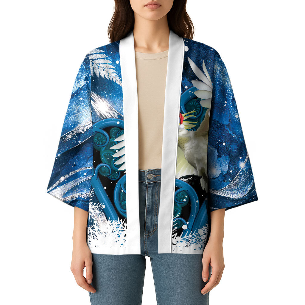 Sulphur-crested Cockatoo New Zealand Christmas In July Kimono NZ Aroha Koru Fern Marble Vibes LT14 - Polynesian Pride