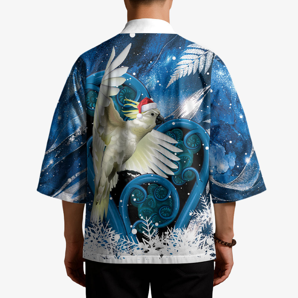 Sulphur-crested Cockatoo New Zealand Christmas In July Kimono NZ Aroha Koru Fern Marble Vibes LT14 - Polynesian Pride