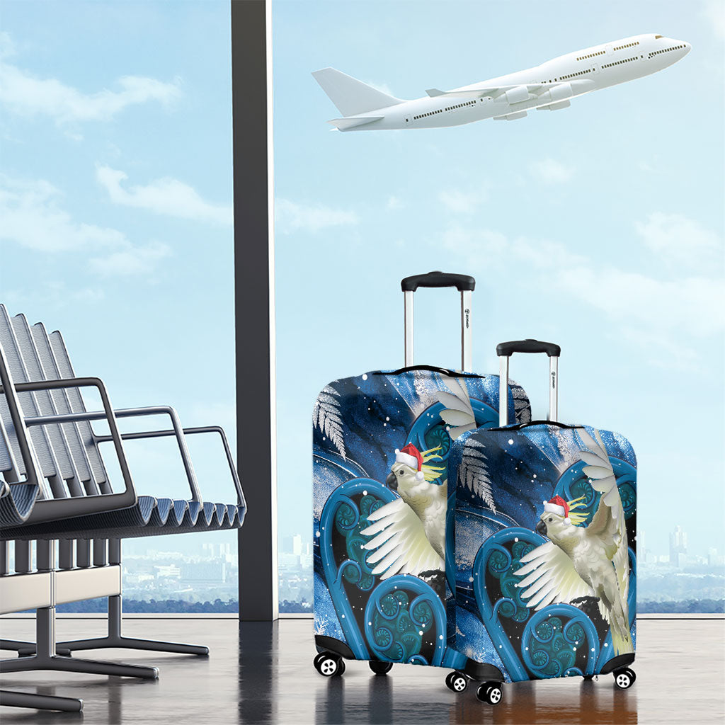 Sulphur-crested Cockatoo New Zealand Christmas In July Luggage Cover NZ Aroha Koru Fern Marble Vibes LT14 - Polynesian Pride