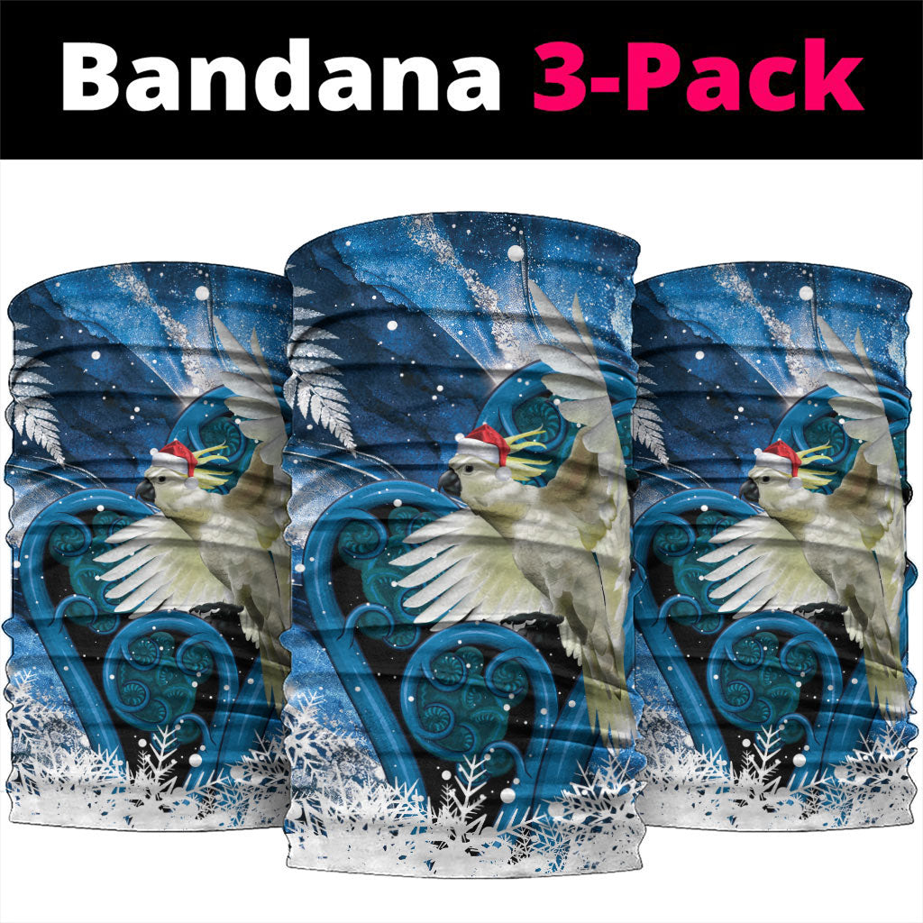 Sulphur-crested Cockatoo New Zealand Christmas In July Neck Gaiter NZ Aroha Koru Fern Marble Vibes LT14 package One Size: 25*50cm Blue - Polynesian Pride
