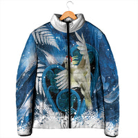 Sulphur-crested Cockatoo New Zealand Christmas In July Padded Jacket NZ Aroha Koru Fern Marble Vibes LT14 - Polynesian Pride