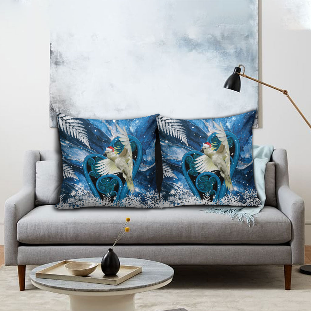 Sulphur-crested Cockatoo New Zealand Christmas In July Pillow Cover NZ Aroha Koru Fern Marble Vibes LT14 - Polynesian Pride