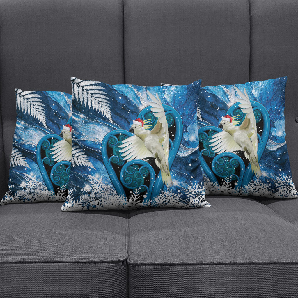 Sulphur-crested Cockatoo New Zealand Christmas In July Pillow Cover NZ Aroha Koru Fern Marble Vibes LT14 - Polynesian Pride